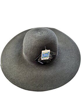 Wallaroo Women’s Aria Floppy Wide Brim Black Packable Sun Hat UPF 50+ Travel NEW